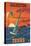 Galveston, Texas - Windsurfers and Sunset-Lantern Press-Stretched Canvas