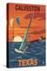 Galveston, Texas - Windsurfers and Sunset-Lantern Press-Stretched Canvas