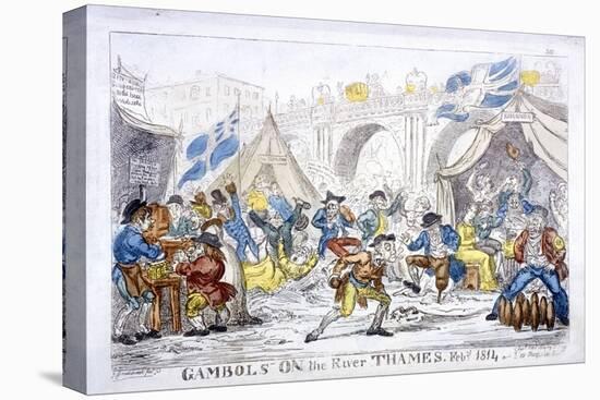 Gambols on the River Thames, Feby, 1814-George Cruikshank-Premier Image Canvas