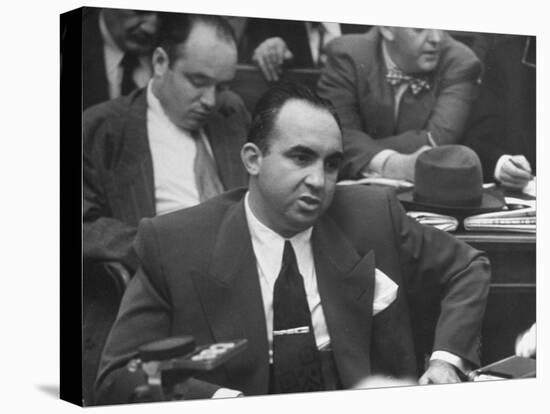 Gangster Mickey Cohen Testifying at Kefauver Hearings During Crime Probe-Peter Stackpole-Premier Image Canvas