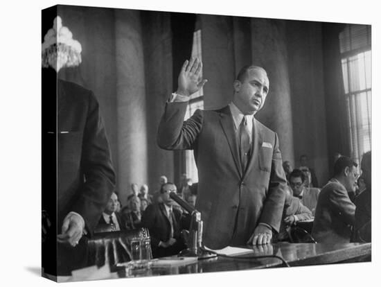 Gangster Mickey Cohen Testifying before Senate Racket Comm-Ed Clark-Premier Image Canvas