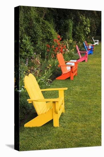 Garden Bench, Schreiner's Iris Gardens, Keizer, Oregon, USA-Rick A. Brown-Premier Image Canvas