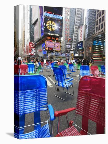 Garden Chairs in the Road for the Public to Sit in the Pedestrian Zone of Times Square, Manhattan-Amanda Hall-Premier Image Canvas