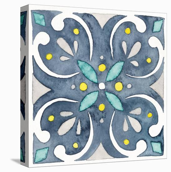 Garden Getaway Tile IV Blue-Laura Marshall-Stretched Canvas