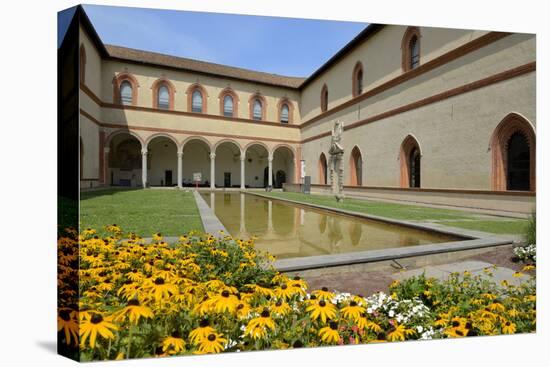 Garden in the Ducal Courtyard, Sforzesco Castle (Castello Sforzesco), Milan, Lombardy, Italy-Peter Richardson-Premier Image Canvas