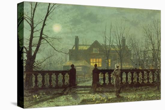 Garden in the Evening with View of an Illuminated House-John Atkinson Grimshaw-Premier Image Canvas