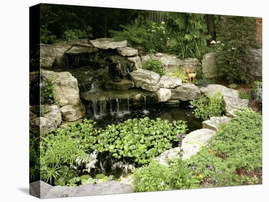 Garden Pond with Waterfall-null-Premier Image Canvas