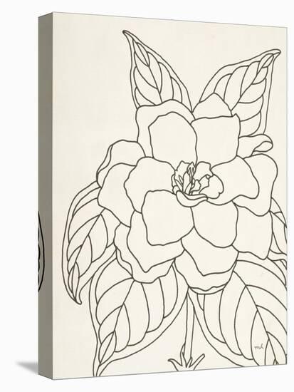Gardenia Line Drawing Crop-Moira Hershey-Stretched Canvas