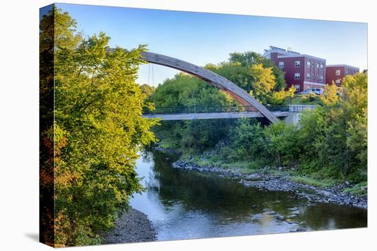 Gateway Crossing Pedestrian Bridge Spans the Meduxnekeag River in Houlton, Maine. Hdr-Jerry and Marcy Monkman-Premier Image Canvas