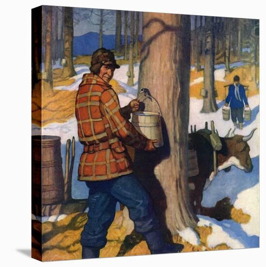 "Gathering Maple Syrup,"March 1, 1927-Newell Convers Wyeth-Premier Image Canvas
