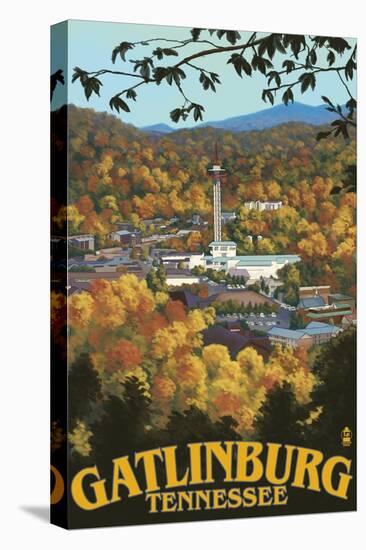 Gatlinburg, Tennessee Town Scene, c.2008-Lantern Press-Stretched Canvas