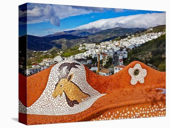 Gaudi - type mosaic seat omn a viewing point above Competa, Malaga Province. Andalucia, Spain-Panoramic Images-Premier Image Canvas