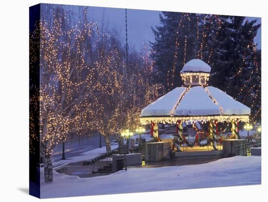 Gazebo and Main Street at Christmas, Leavenworth, Washington, USA-null-Premier Image Canvas