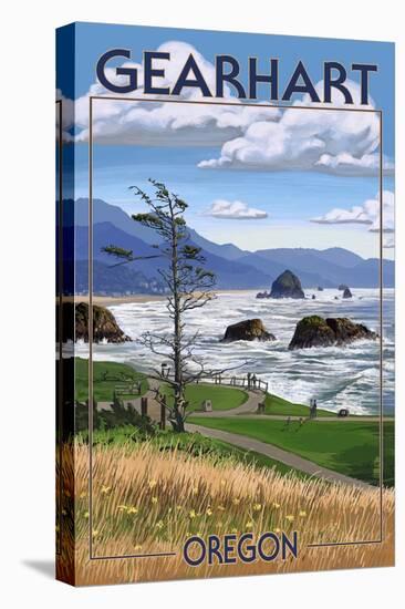 Gearhart, Oregon - Rocky Shore-Lantern Press-Stretched Canvas