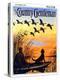 "Geese in Formation over Marsh," Country Gentleman Cover, October 1, 1930-Paul Bransom-Premier Image Canvas