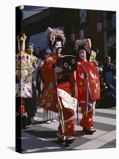 Geisha Parade, Geishas Dressed in Traditional Costume, Kimono, Kyoto, Honshu, Japan-null-Premier Image Canvas