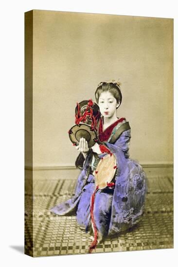 Geisha Playing the Tsuzumi, Japan, 1882-Felice Beato-Premier Image Canvas