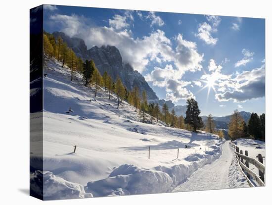 Geisler mountain range in the dolomites of the Villnoss Valley in South Tyrol, Alto Adige-Martin Zwick-Premier Image Canvas