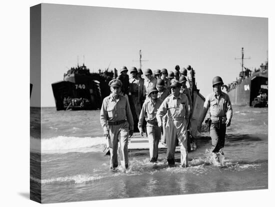 Gen. Douglas Macarthur and Col. Lloyd Lehrbas Wading Ashore During American Landings-Carl Mydans-Premier Image Canvas