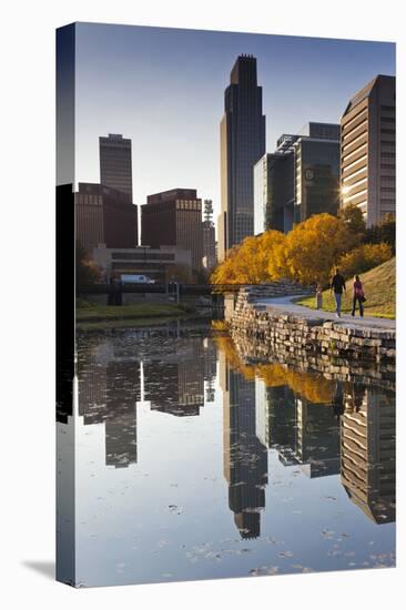 Gene Leahy Mall Skyline, Omaha, Nebraska, USA-Walter Bibikow-Premier Image Canvas