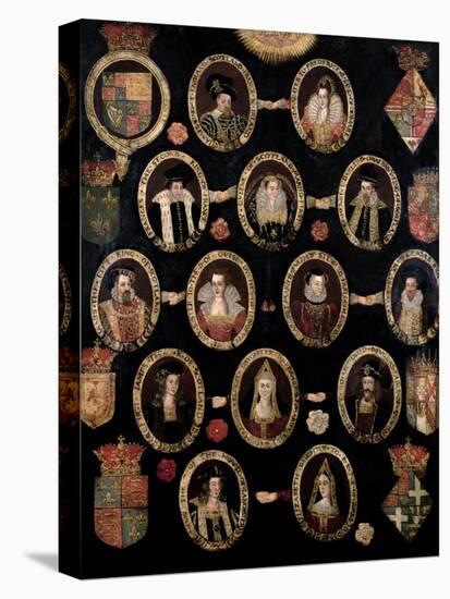 Genealogical Chart Tracing the Tudor Roots of Mary Stuart, Queen of Scots (1542-87) and Her Son…-null-Premier Image Canvas