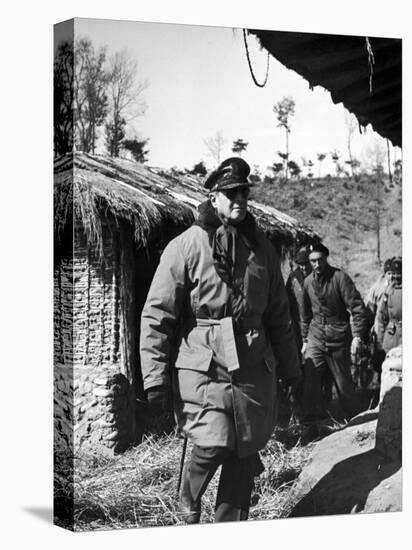 General Douglas Macarthur Inspecting French Positions During the Korean War-null-Premier Image Canvas