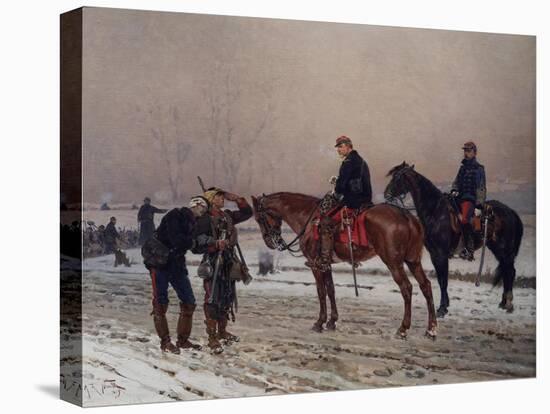 General questioning a mobile guard supporting an injured officer, December 1870, 1879-Alphonse Marie de Neuville-Premier Image Canvas