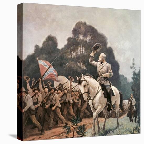 General Robert Lee Saluting Troops Heading to Front-Newell Convers Wyeth-Premier Image Canvas