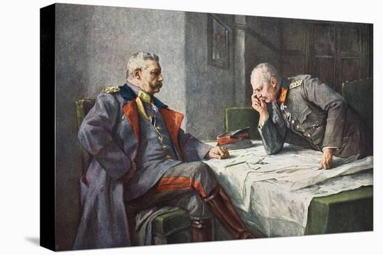 General Von Hindenburg and Generalquartiermeister Erich Von Ludendorff at the Map Table-Hugo Vogel-Premier Image Canvas