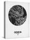 Geneva Street Map Black on White-NaxArt-Stretched Canvas