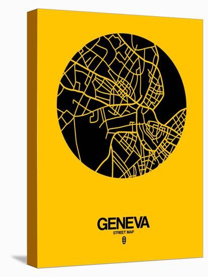Geneva Street Map Yellow-NaxArt-Stretched Canvas