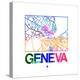 Geneva Watercolor Street Map-NaxArt-Stretched Canvas