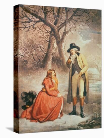 Gentleman and Woman in a Wintry Scene-George Morland-Premier Image Canvas