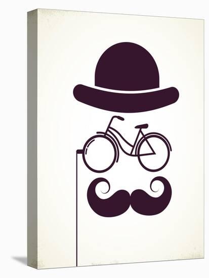 Gentlemen With Bicycle Eyeglass - Vintage Style Poster-Marish-Stretched Canvas