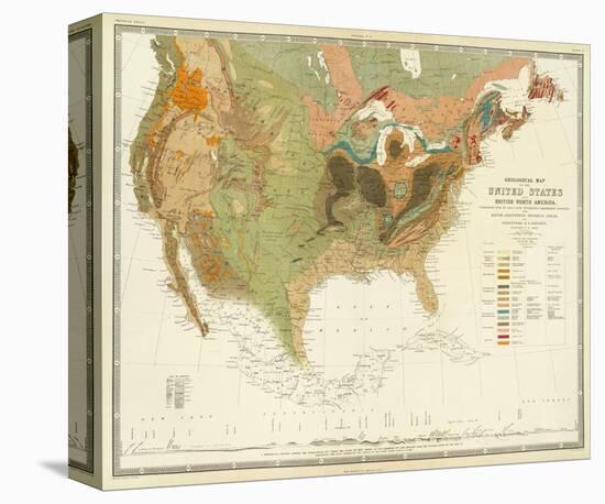 Geological Map of the United States, c.1856-Henry Darwin Rogers-Stretched Canvas