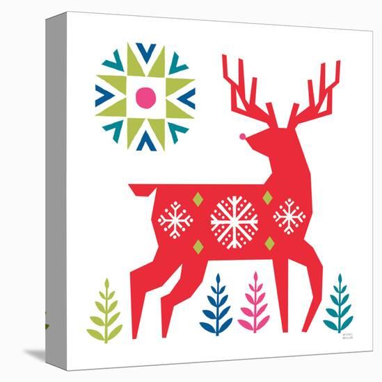 Geometric Holiday Reindeer I Bright-Michael Mullan-Stretched Canvas