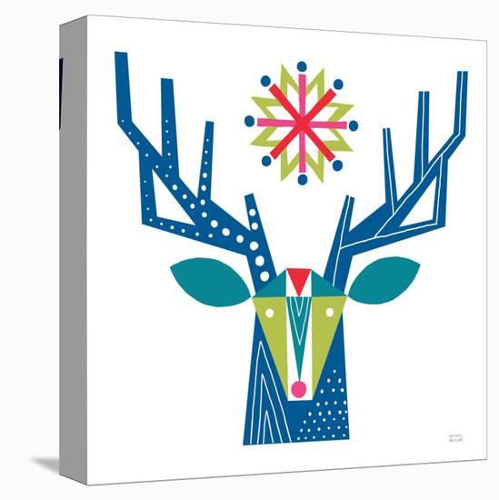 Geometric Holiday Reindeer II Bright-Michael Mullan-Stretched Canvas