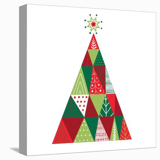 Geometric Holiday Trees I-Michael Mullan-Stretched Canvas