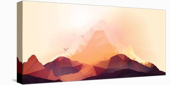 Geometric Mountain and Sunset Background - Vector Illustration-Inbevel-Premier Image Canvas