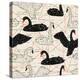 Geometric Pattern with Floating White Swans-incomible-Stretched Canvas