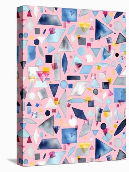 Geometric Pieces Pink-Ninola Designs-Stretched Canvas