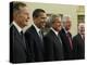 George W. Bush with Barack Obama and Former Presidents Bush, Clinton and Carter in Oval Office-null-Premier Image Canvas