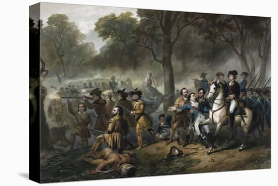 George Washington 1732-1799, First U.S. President, on Horseback during the Battle of Monongahela-null-Premier Image Canvas