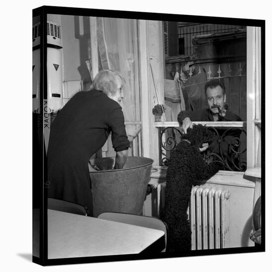 Georges Brassens Playing the Guitare at Home-Marcel Begoin-Premier Image Canvas