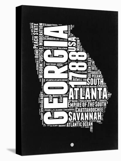 Georgia Black and White Map-NaxArt-Stretched Canvas