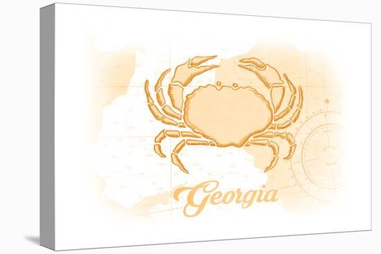 Georgia - Crab - Yellow - Coastal Icon-Lantern Press-Stretched Canvas