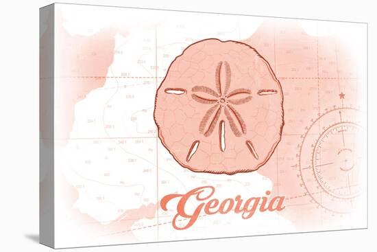 Georgia - Sand Dollar - Coral - Coastal Icon-Lantern Press-Stretched Canvas