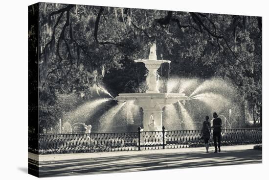 Georgia, Savannah, Fountain in Forsyth Park-Walter Bibikow-Premier Image Canvas