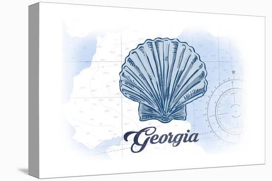 Georgia - Scallop Shell - Blue - Coastal Icon-Lantern Press-Stretched Canvas