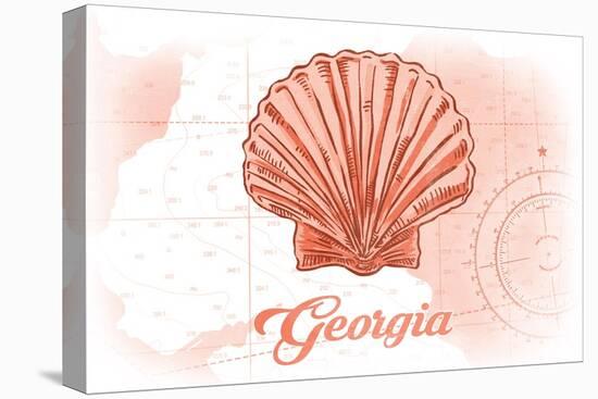 Georgia - Scallop Shell - Coral - Coastal Icon-Lantern Press-Stretched Canvas